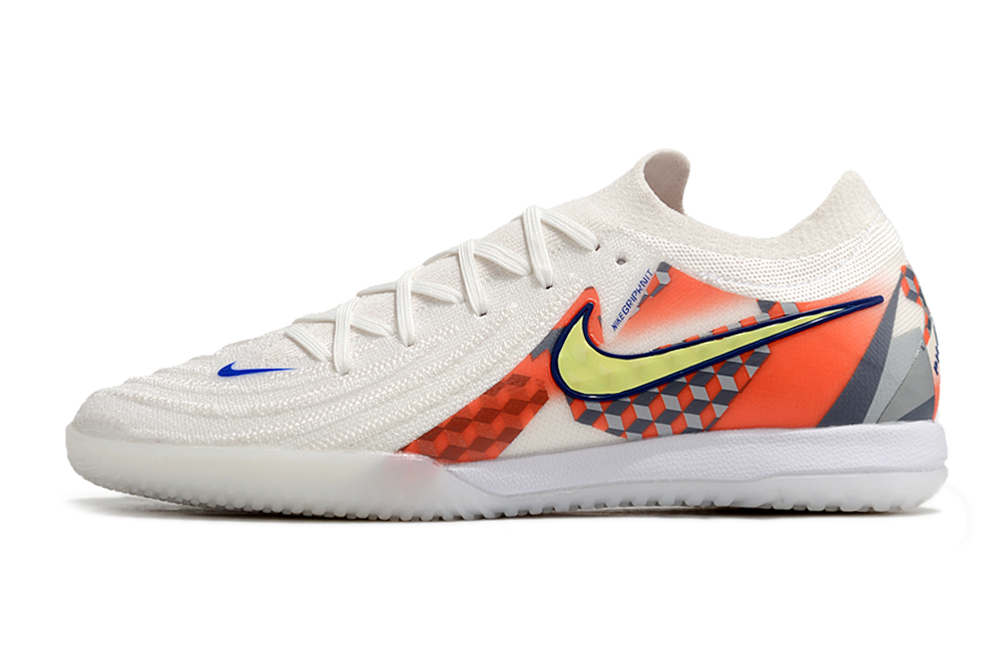 Chuteira Nike Futsal – Branco com Laranja e Amarelo