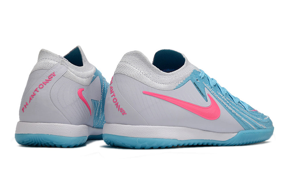 Chuteira Futsal Estilo Nike – Control Pro Cinza/Azul com Rosa