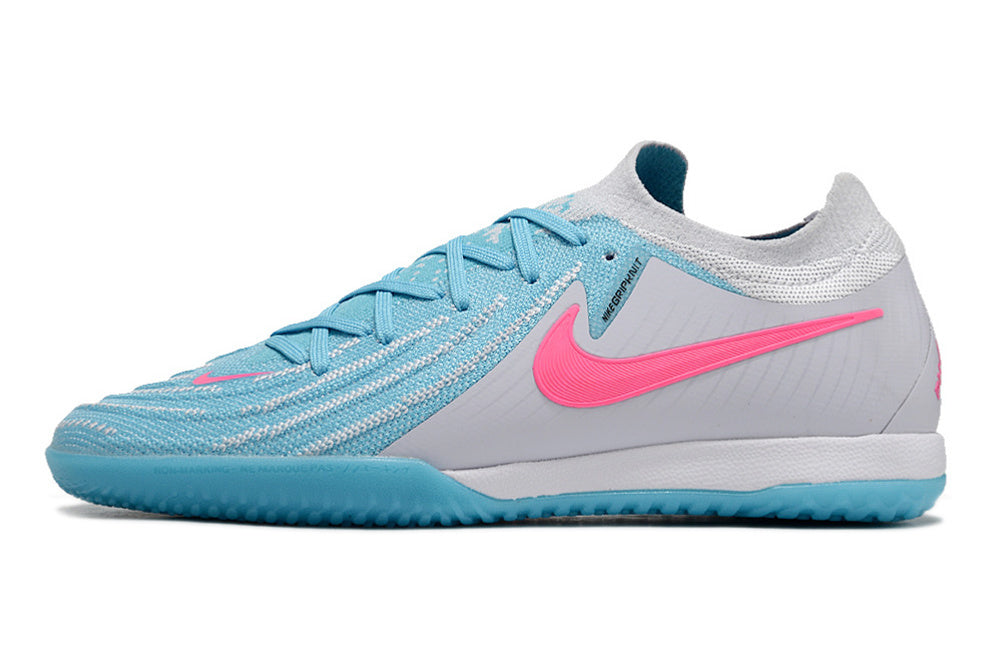 Chuteira Futsal Estilo Nike – Control Pro Cinza/Azul com Rosa