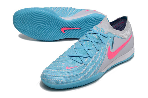 Chuteira Futsal Estilo Nike – Control Pro Cinza/Azul com Rosa
