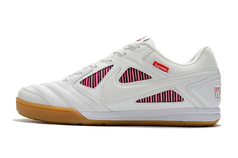Chuteira Futsal Nike Gato – Branca com Detalhes Rosa